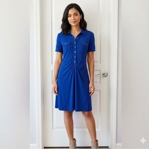 New York & Company | Navy Collared Shirt Dress - Size XL